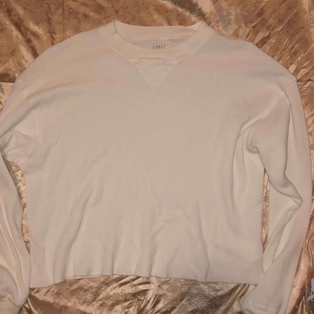 BRANDY MELVILLE WHITE THERMAL SWEATER